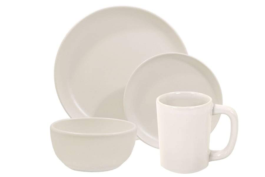 Dinnerware set 4 piece matte white matte white
