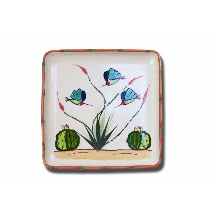 Square Platter - Hummingbird Barrel Cacti | Sonoran Desert