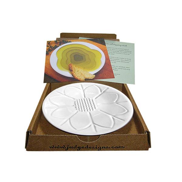 Olive oil dipping dish with grater flower
