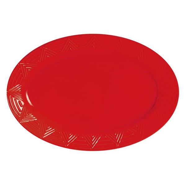 Oval Serving Platter - Red | Aztec Pattern