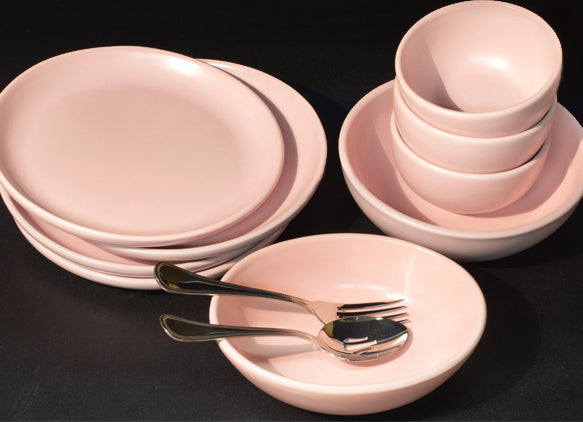 Dinnerware Set - 12 piece -Matte Pink | Matte Pink