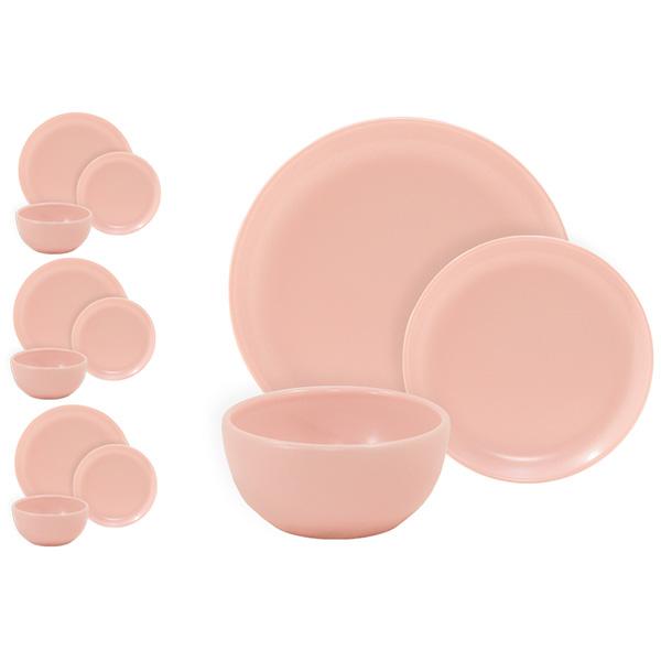 Dinnerware set 12 piece matte pink matte pink