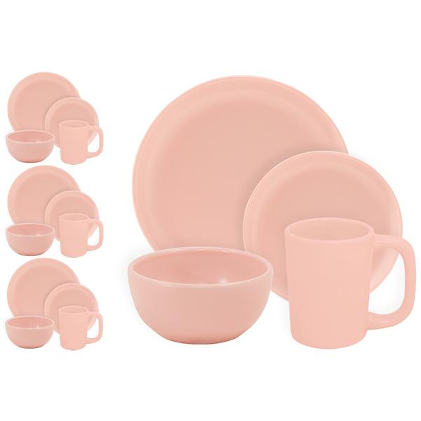 Studio Coupe Dinnerware Set, 16 Piece | Matte Pink | HF Coors