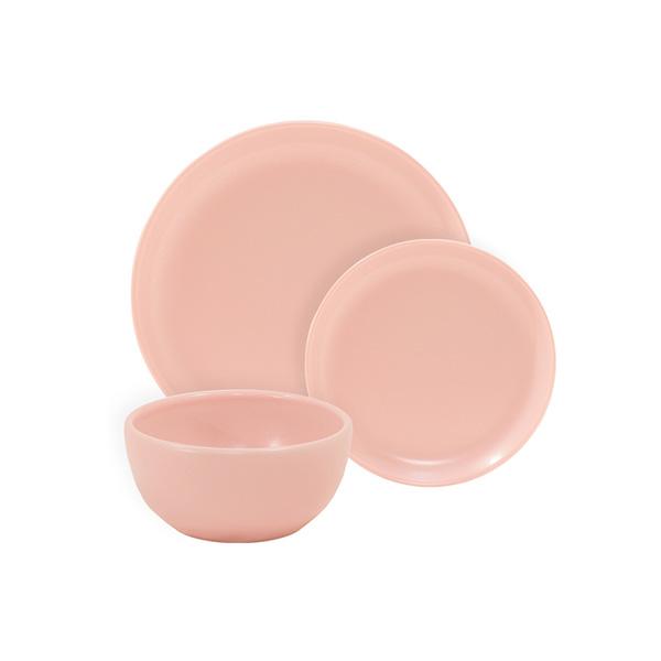 Dinnerware set 3 piece matte pink matte pink