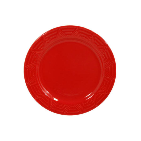 Dinner Plate Set - Set of 4 - Red | Aztec Pattern