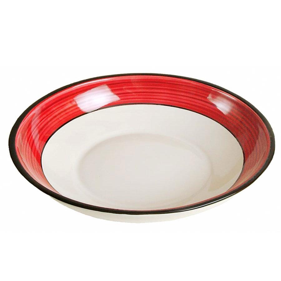 Extra large serving bowl white red spree pattern