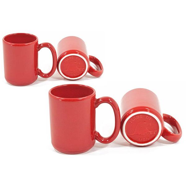Mug set set of 4 red solid color 15 oz