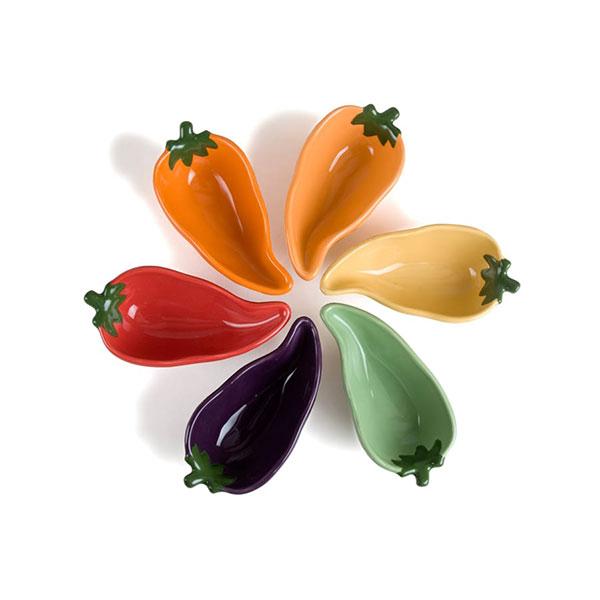 Dipping Dish Bowl Set - Set of 6 - Chile Peppers - Colorful