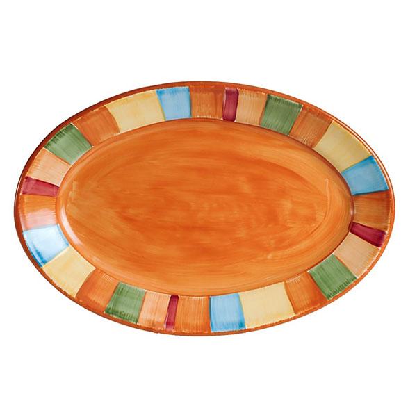 Oval serving platter colorful striped serape