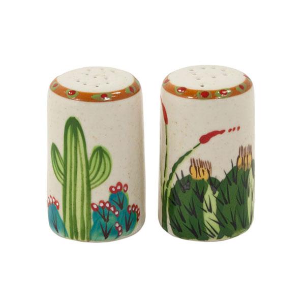 Southwestern ceramic salt pepper set sonoran desert