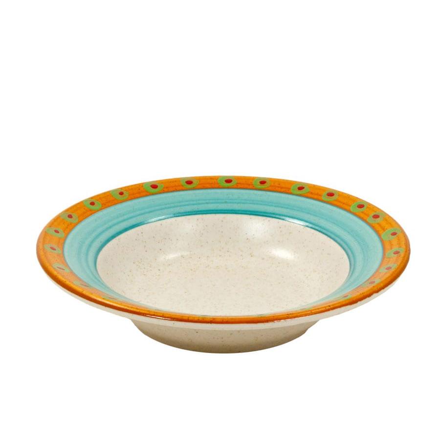 Rimmed Soup Bowl Set - Set of 4 - Turquoise & Burnt Orange | Sedona