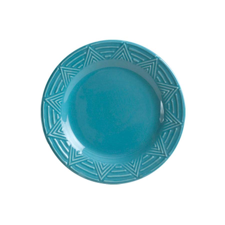 Dinner Plate Set - Set of 4 - Turquoise | Aztec Pattern