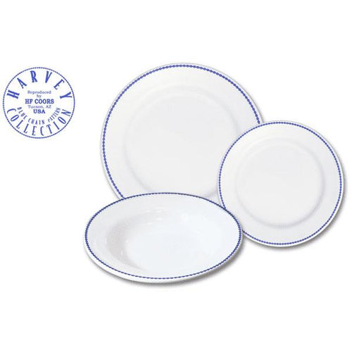 Dinnerware set 3 piece white blue fred harvey blue chain