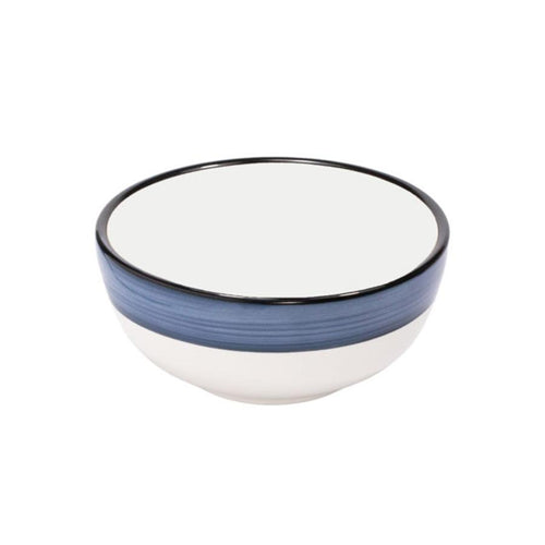 Bowl set set of 4 white blue spree pattern