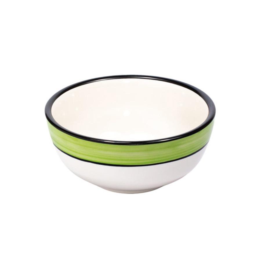 Bowl set set of 4 white green spree pattern