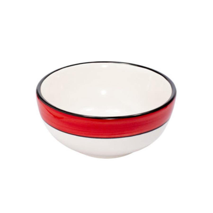 Bowl set set of 4 white red spree pattern
