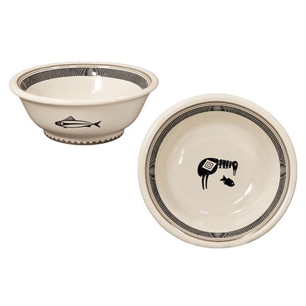 Footed serving bowl mimbreno white black mimbreno