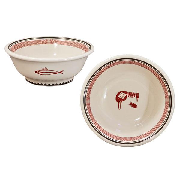 Footed Serving Bowl - Mimbreño White & Maroon | Mimbreño