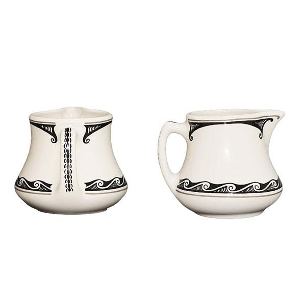 White black ceramic creamer 3 oz mimbre o