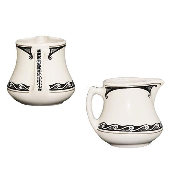 White black ceramic creamer 6 oz mimbre o