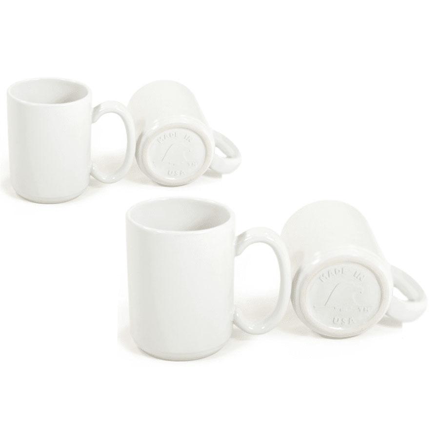 Mug set set of 4 white solid color 15 oz