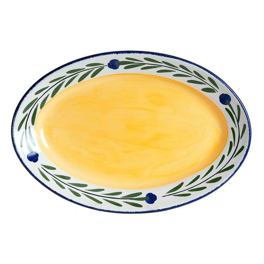 Oval Serving Platter Platter - White & Yellow & Blue & Green | Bella Flora