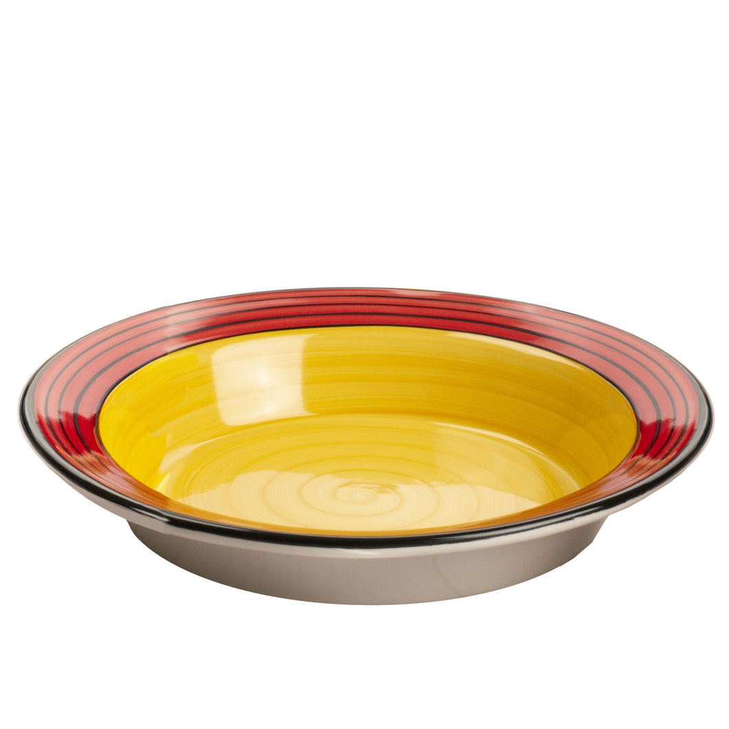 Pasta bowl red yellow carousel pattern